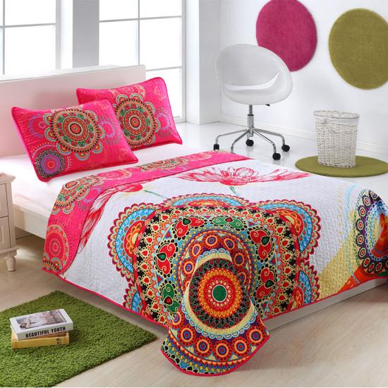 couvre-lit de fleurs multicolores à panneaux surdimensionnés