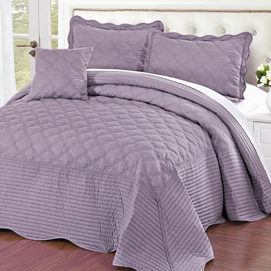 ogee embroidery 4 pc quilt set | China bedspread manufacture