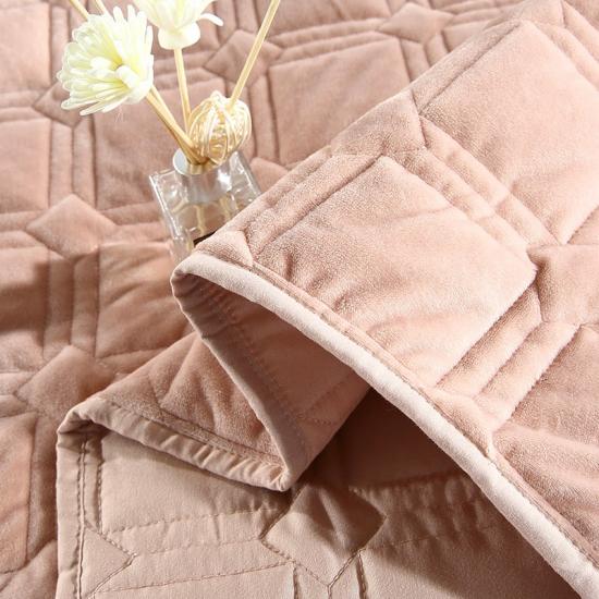 solid flannel washed embroidered quilt set